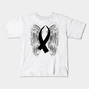 Winged Awareness Ribbon (Black) Kids T-Shirt